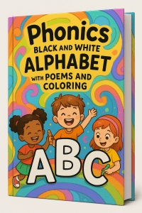 Phonics Black and White Alphabet with Poems and Coloring